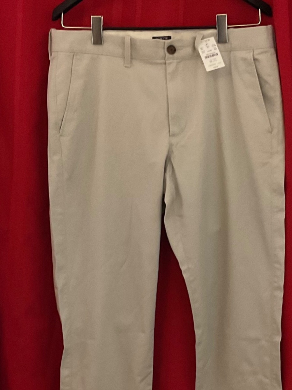 J. CREW Flex Straight Fit Beige Twill Chino Pants Flat Front Stretch size 33x32,